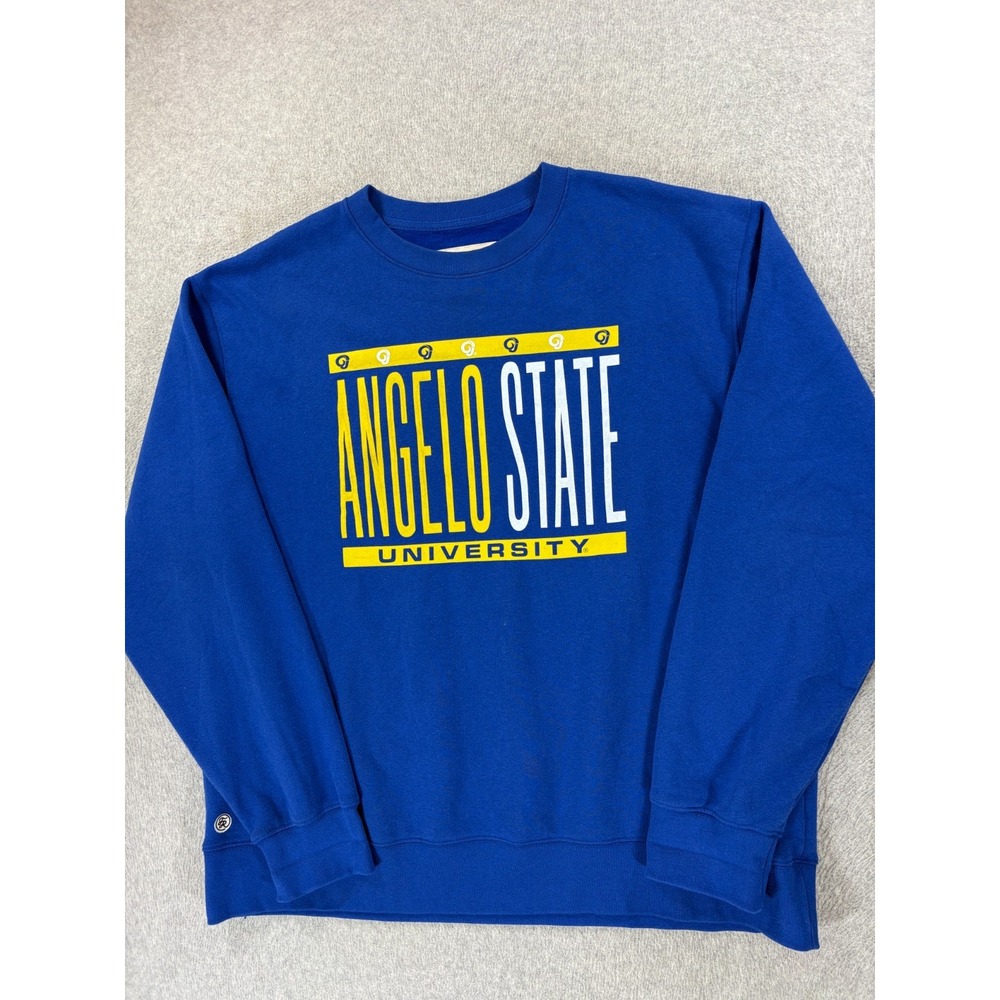Angelo State Rams Screened‎ Logo Campus Crew Sweatshirt (Men's 2XL) Blue